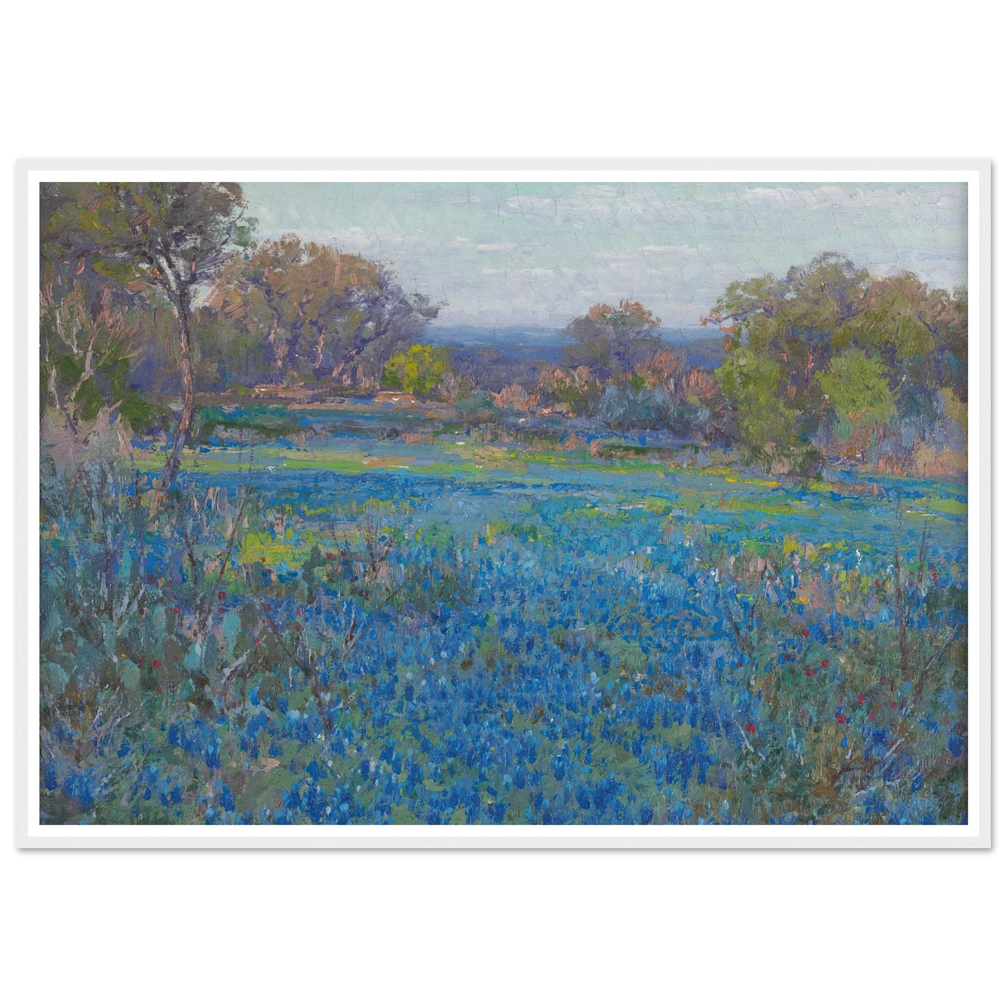 A field of Blue Bonnets, late afternoon sunlight (1919-1920) Art Print | Julian Onderdonk - Framed Poster - 30x40 cm / 12x16″ - Black frame