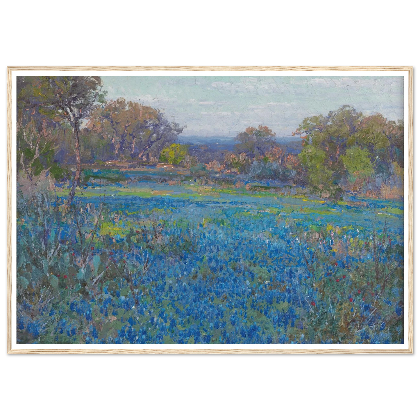 A field of Blue Bonnets, late afternoon sunlight (1919-1920) Art Print | Julian Onderdonk - Framed Poster - 30x40 cm / 12x16″ - Black frame