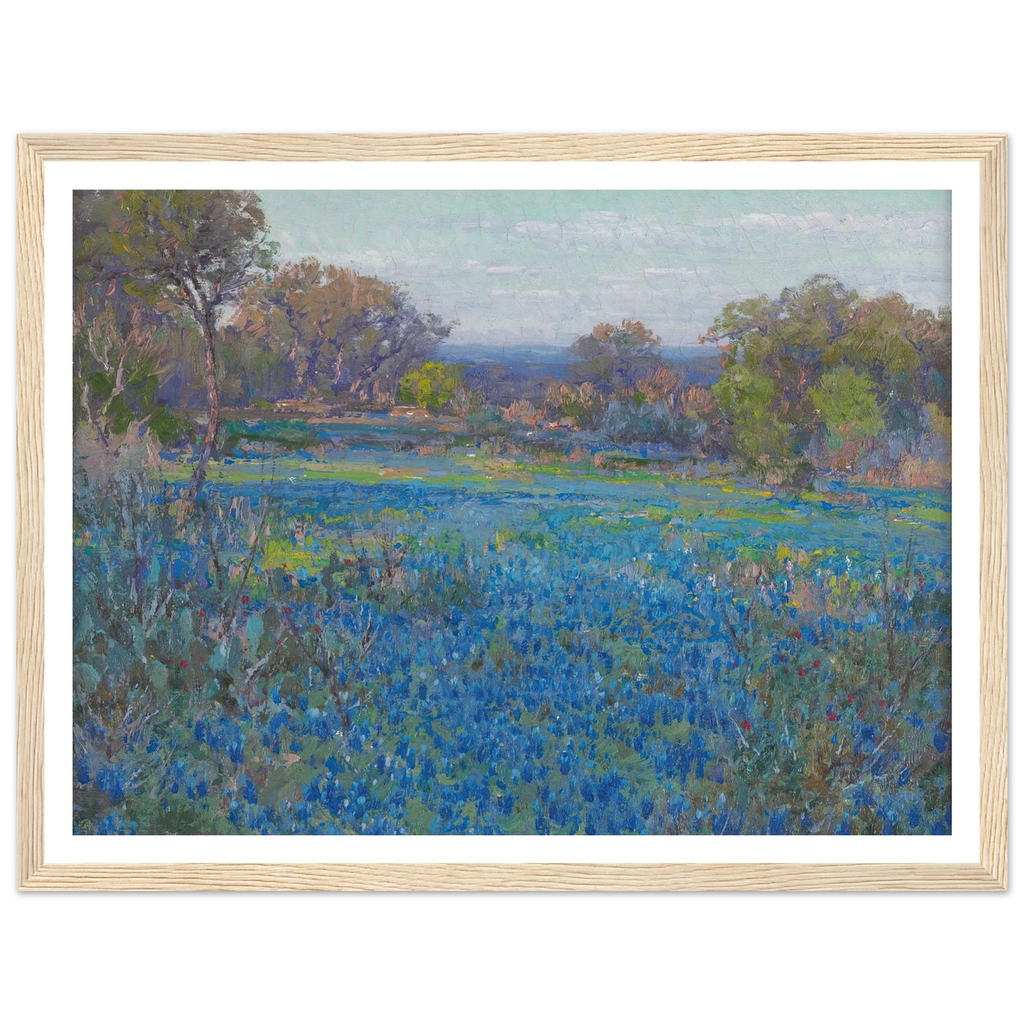 A field of Blue Bonnets, late afternoon sunlight (1919-1920) Art Print | Julian Onderdonk - Framed Poster - 30x40 cm / 12x16″ - Black frame