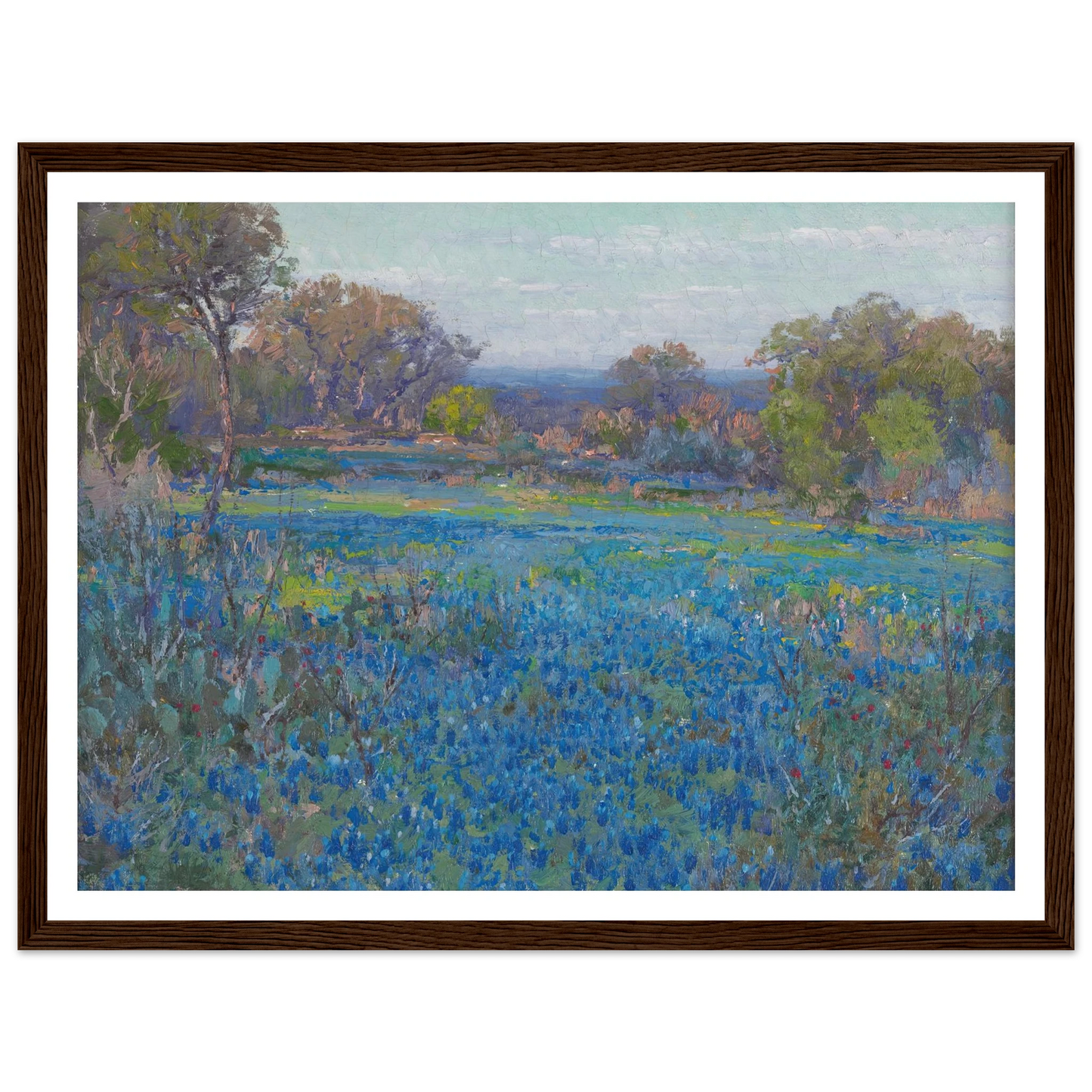 A field of Blue Bonnets, late afternoon sunlight (1919-1920) Art Print | Julian Onderdonk - Framed Poster - 30x40 cm / 12x16″ - Black frame