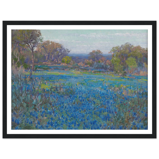 A field of Blue Bonnets, late afternoon sunlight (1919-1920) Art Print | Julian Onderdonk - Framed Poster - 30x40 cm / 12x16″ - Black frame