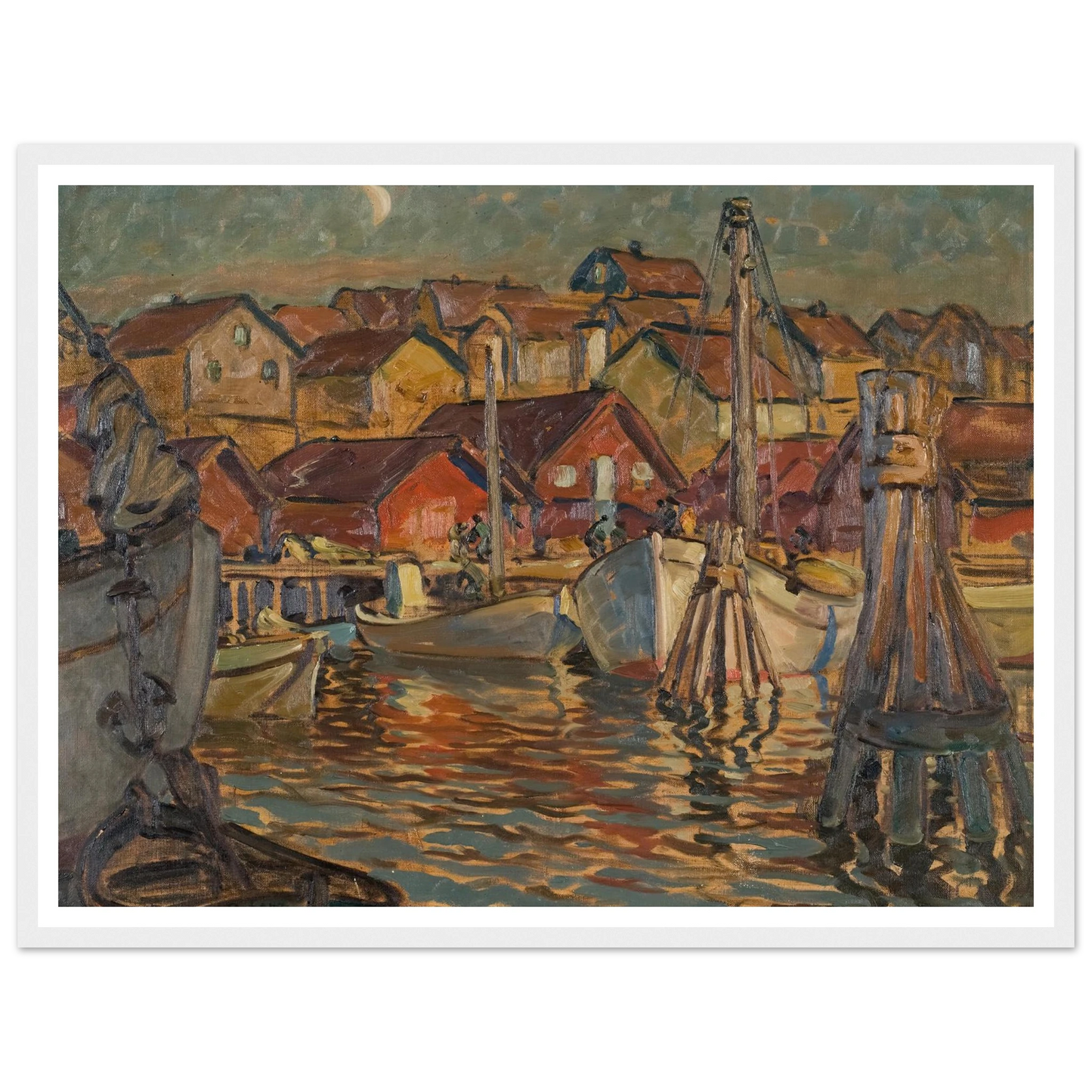 A Fishing Harbour. Study from North Norway Art Print | Anna Boberg - Framed Poster - 30x40 cm / 12x16″ - Black frame