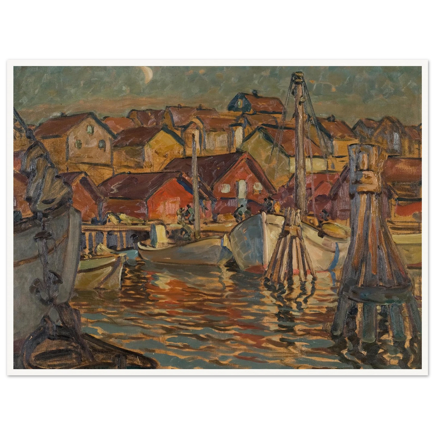 A Fishing Harbour. Study from North Norway Art Print | Anna Boberg - Framed Poster - 30x40 cm / 12x16″ - Black frame