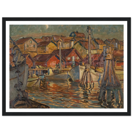 A Fishing Harbour. Study from North Norway Art Print | Anna Boberg - Framed Poster - 30x40 cm / 12x16″ - Black frame