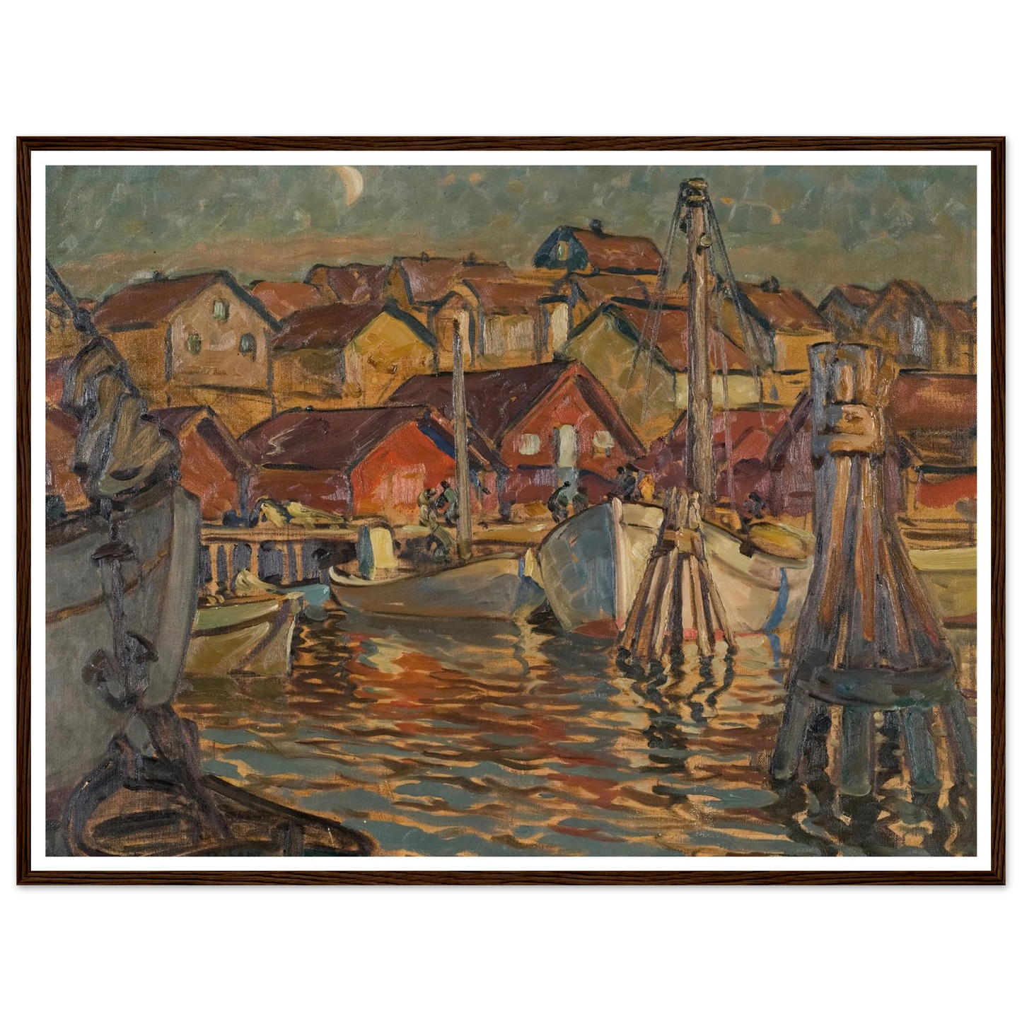 A Fishing Harbour. Study from North Norway Art Print | Anna Boberg - Framed Poster - 30x40 cm / 12x16″ - Black frame