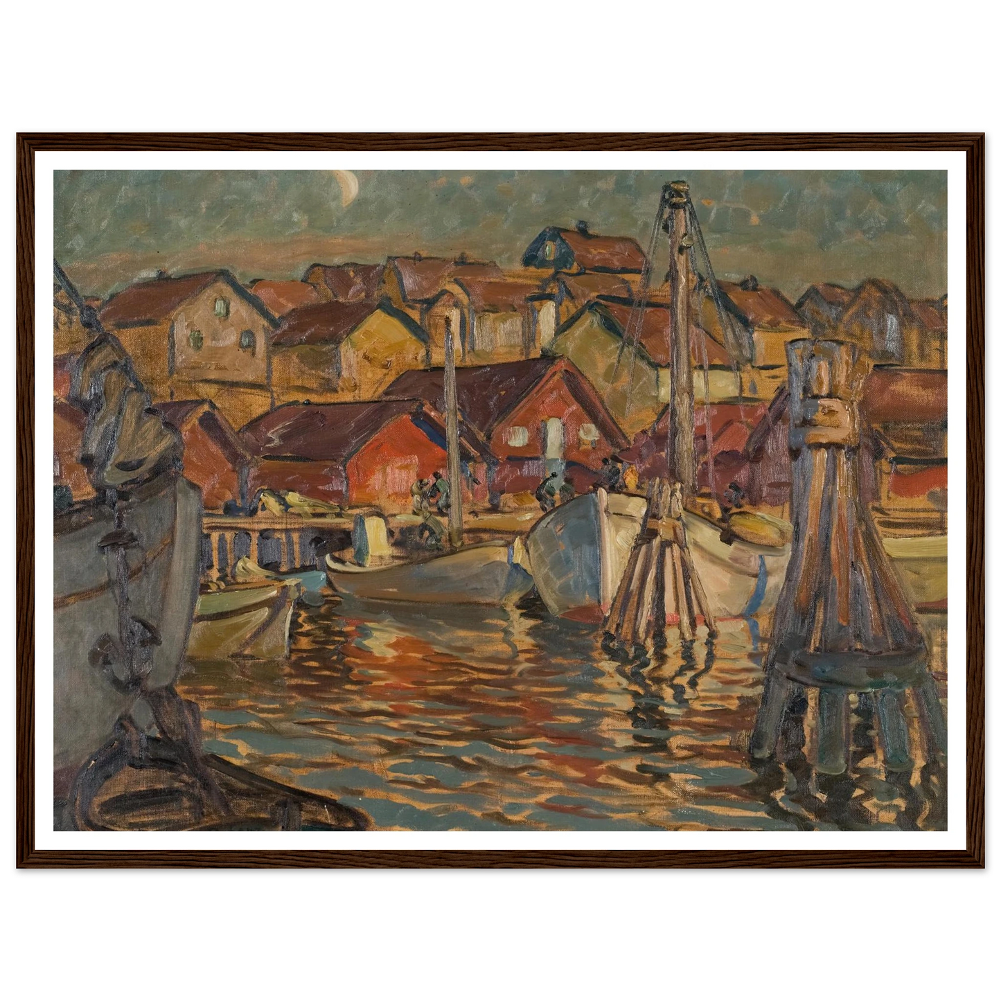 A Fishing Harbour. Study from North Norway Art Print | Anna Boberg - Framed Poster - 30x40 cm / 12x16″ - Black frame