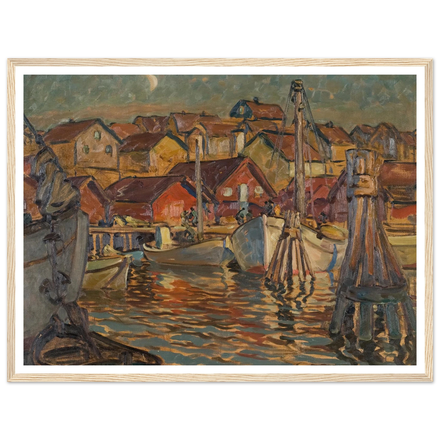 A Fishing Harbour. Study from North Norway Art Print | Anna Boberg - Framed Poster - 30x40 cm / 12x16″ - Black frame