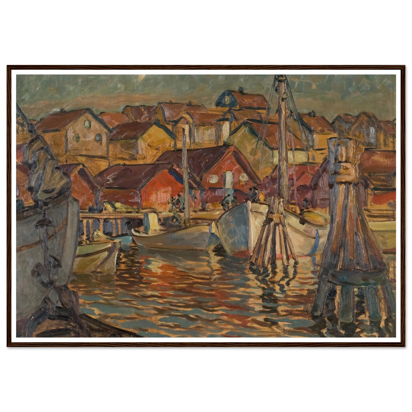 A Fishing Harbour. Study from North Norway Art Print | Anna Boberg - Framed Poster - 30x40 cm / 12x16″ - Black frame