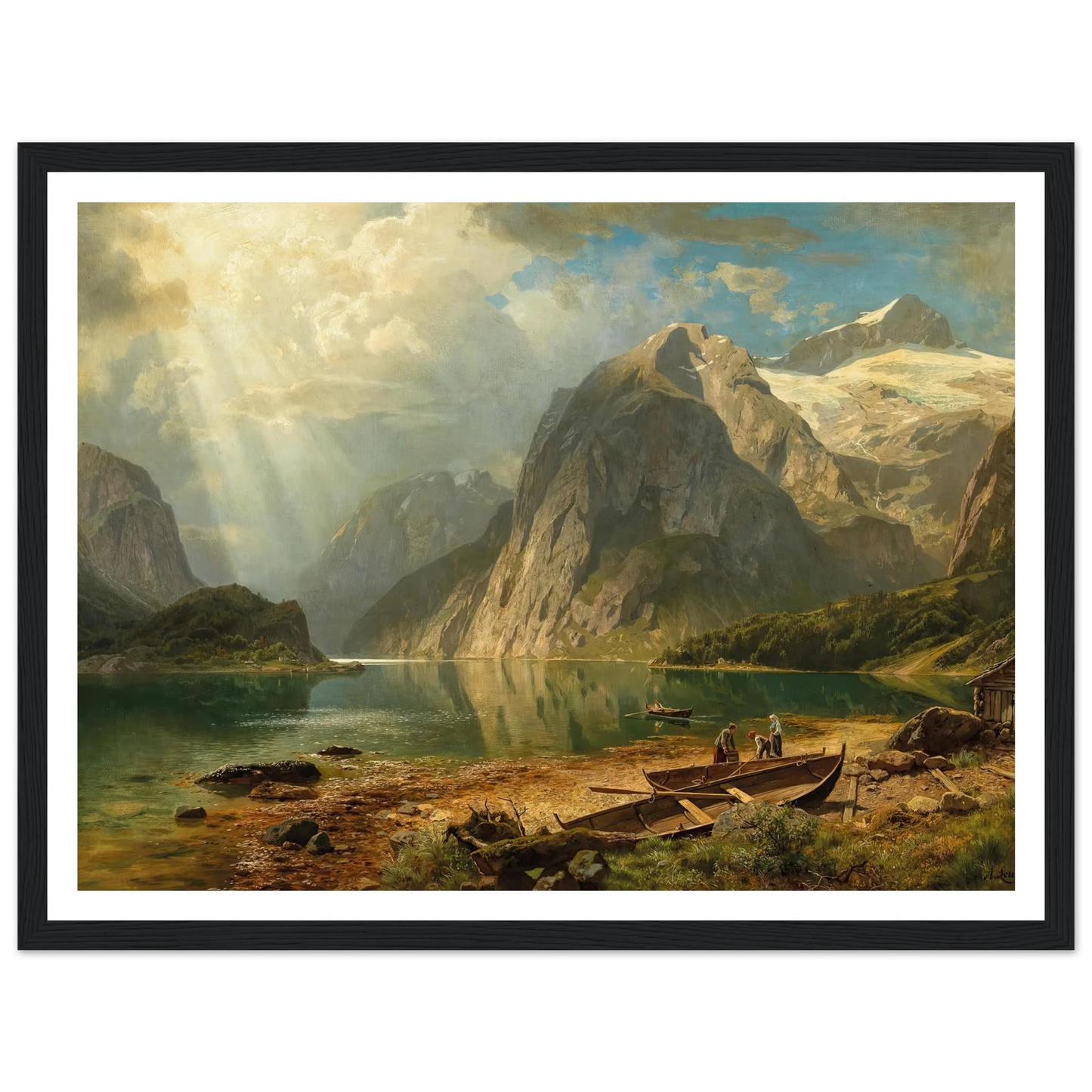 A Fjord Landscape (1888) Art Print | August Wilhelm Leu - Framed Poster - 30x40 cm / 12x16″ - Black frame