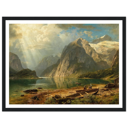 A Fjord Landscape (1888) Art Print | August Wilhelm Leu - Framed Poster - 30x40 cm / 12x16″ - Black frame