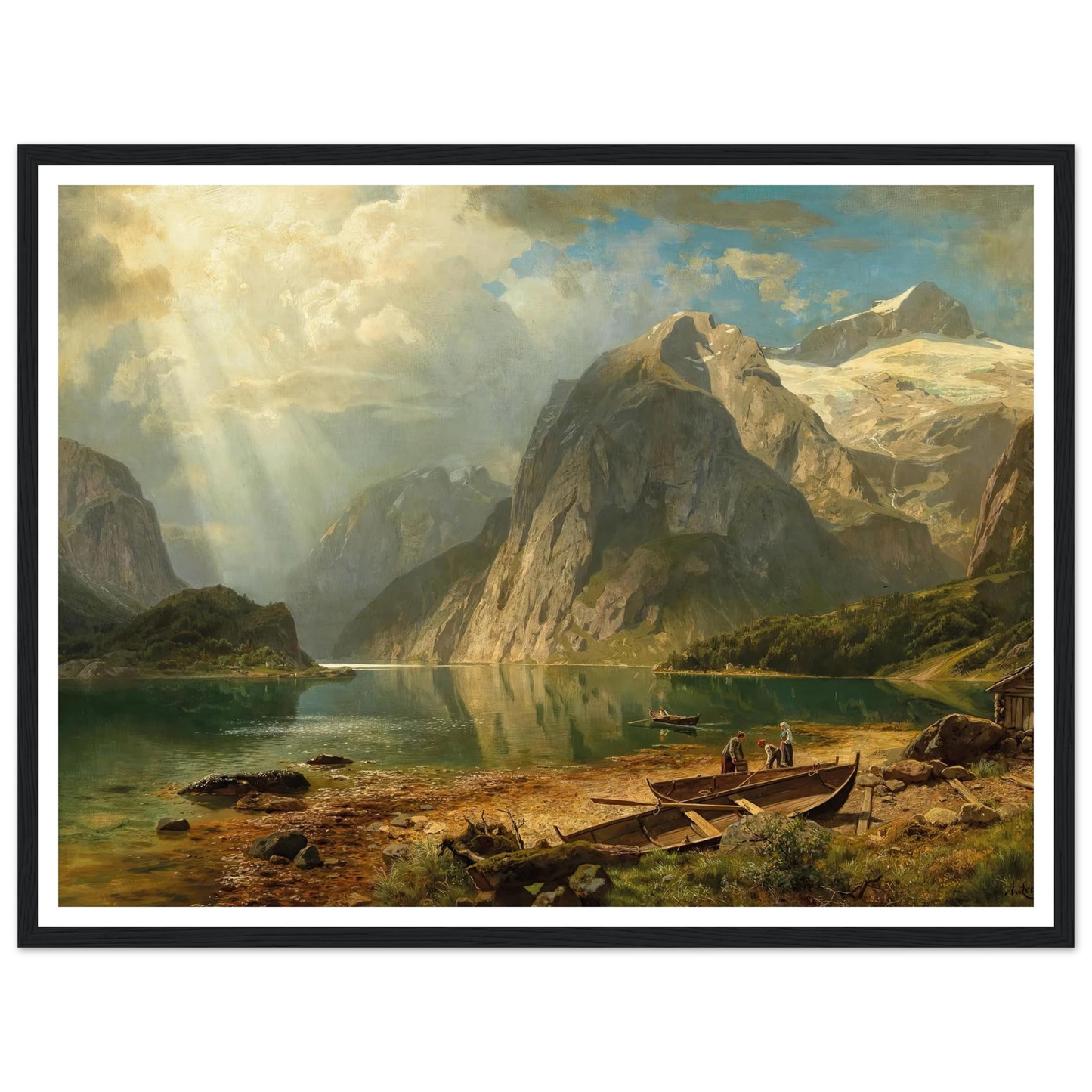A Fjord Landscape (1888) Art Print | August Wilhelm Leu - Framed Poster - 30x40 cm / 12x16″ - Black frame