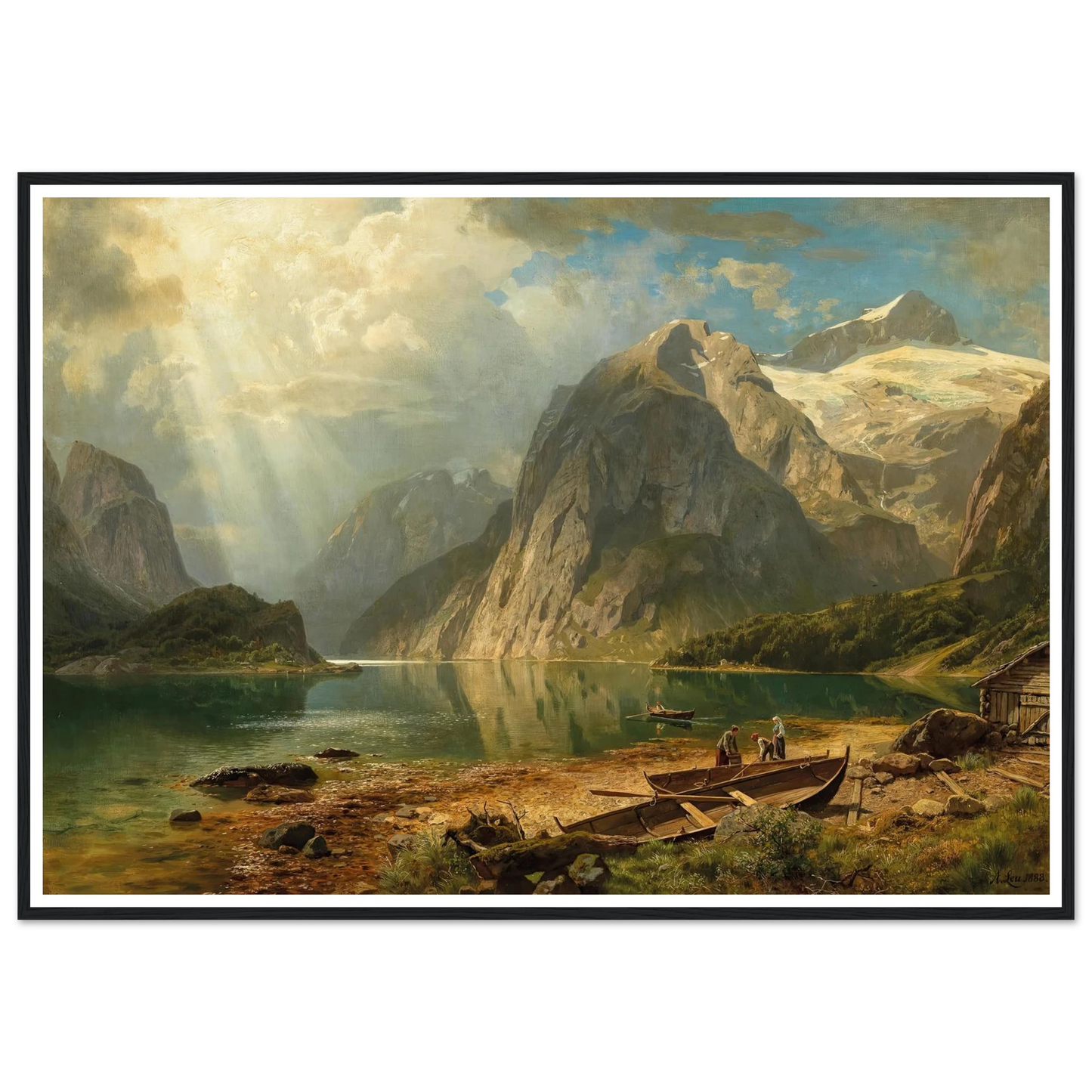 A Fjord Landscape (1888) Art Print | August Wilhelm Leu - Framed Poster - 30x40 cm / 12x16″ - Black frame