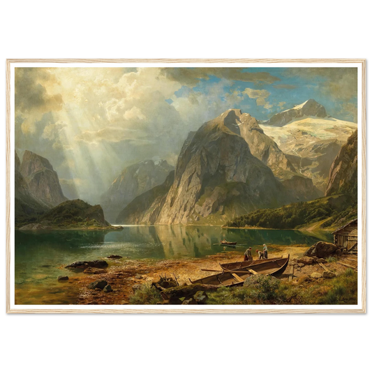 A Fjord Landscape (1888) Art Print | August Wilhelm Leu - Framed Poster - 30x40 cm / 12x16″ - Black frame