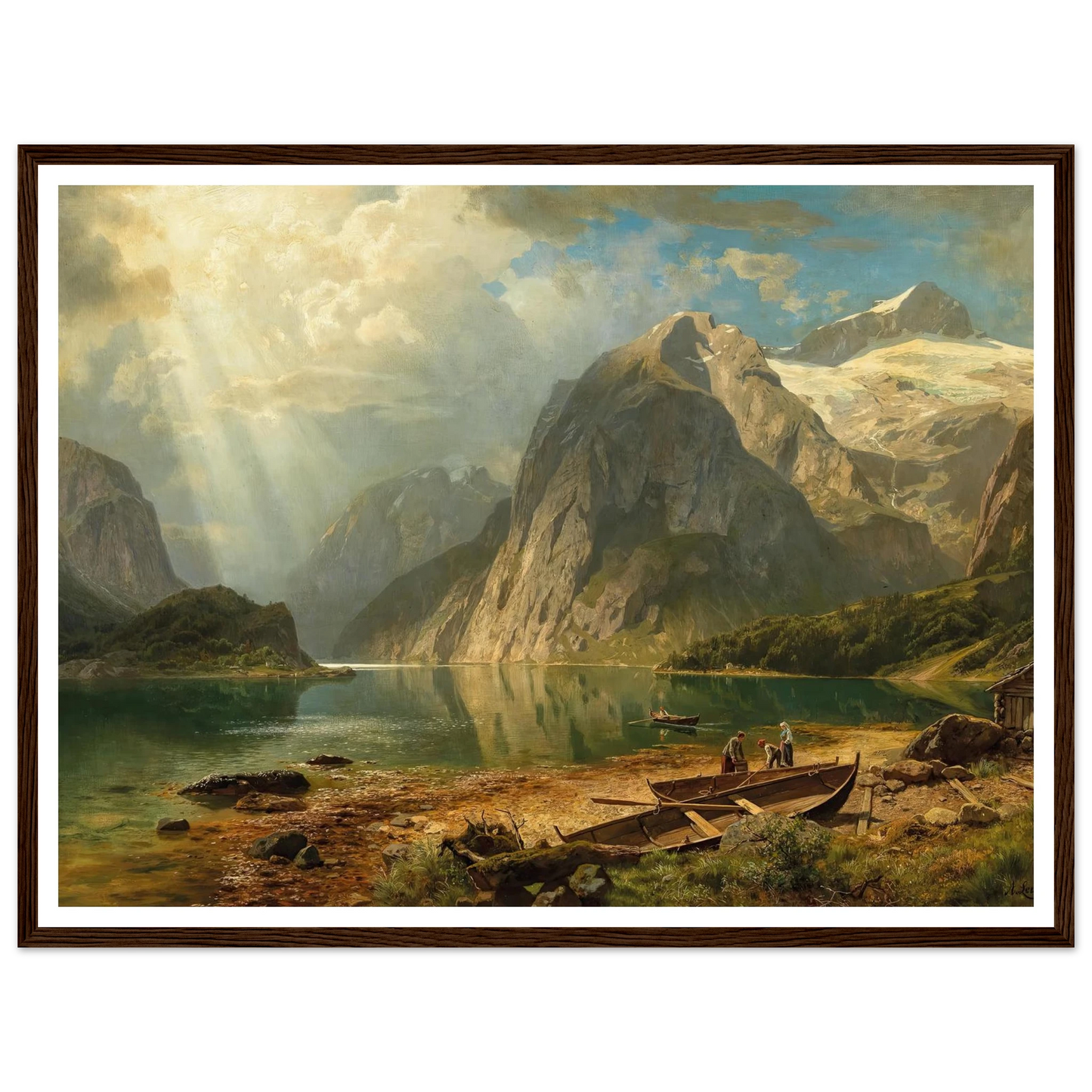 A Fjord Landscape (1888) Art Print | August Wilhelm Leu - Framed Poster - 30x40 cm / 12x16″ - Black frame
