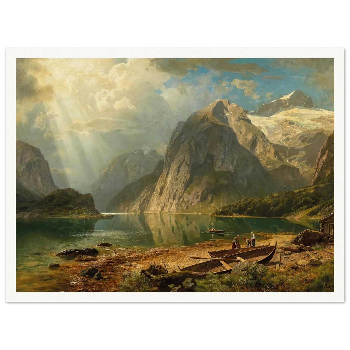A Fjord Landscape (1888) Art Print | August Wilhelm Leu - Framed Poster - 30x40 cm / 12x16″ - Black frame