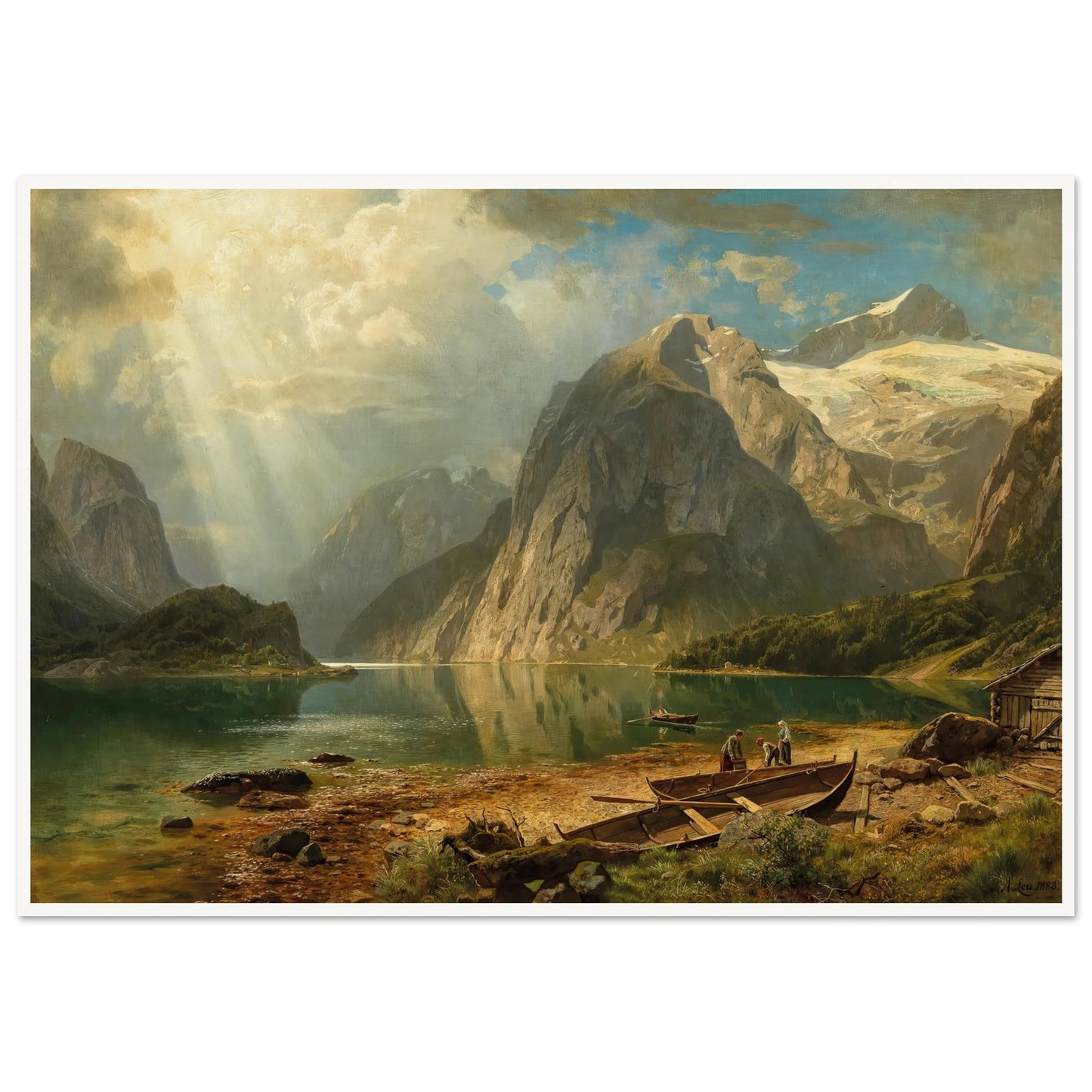 A Fjord Landscape (1888) Art Print | August Wilhelm Leu - Framed Poster - 30x40 cm / 12x16″ - Black frame