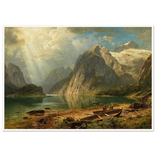 A Fjord Landscape (1888) Art Print | August Wilhelm Leu - Framed Poster - 30x40 cm / 12x16″ - Black frame