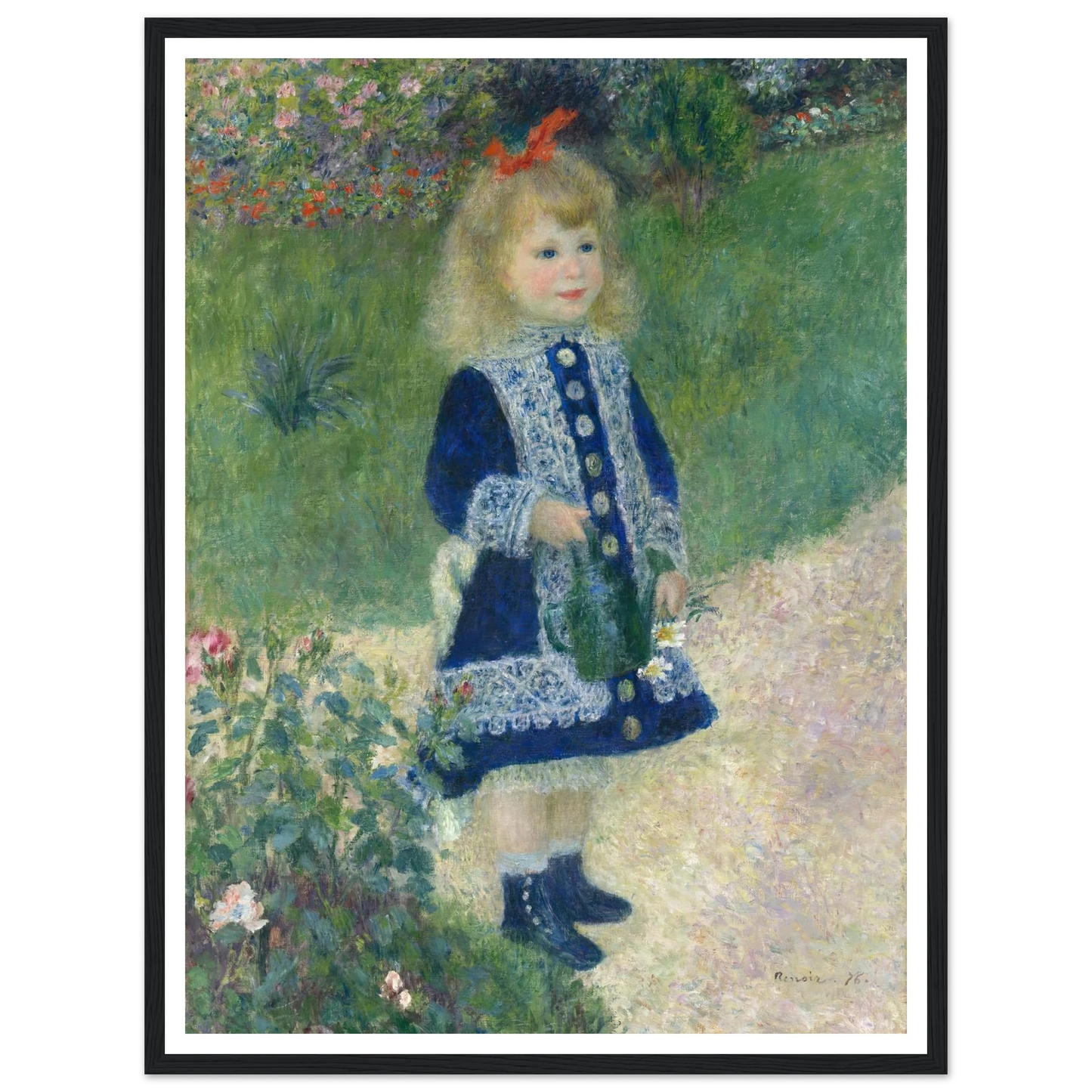 A Girl with a Watering Can (1876) Art Print | Pierre Auguste Renoir - Framed Poster - 30x40 cm / 12x16″ - Black frame