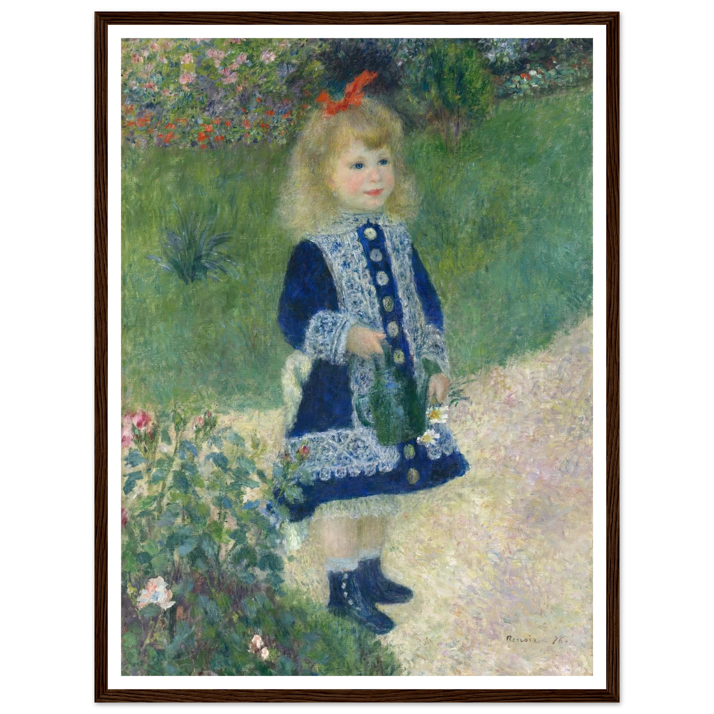 A Girl with a Watering Can (1876) Art Print | Pierre Auguste Renoir - Framed Poster - 30x40 cm / 12x16″ - Black frame