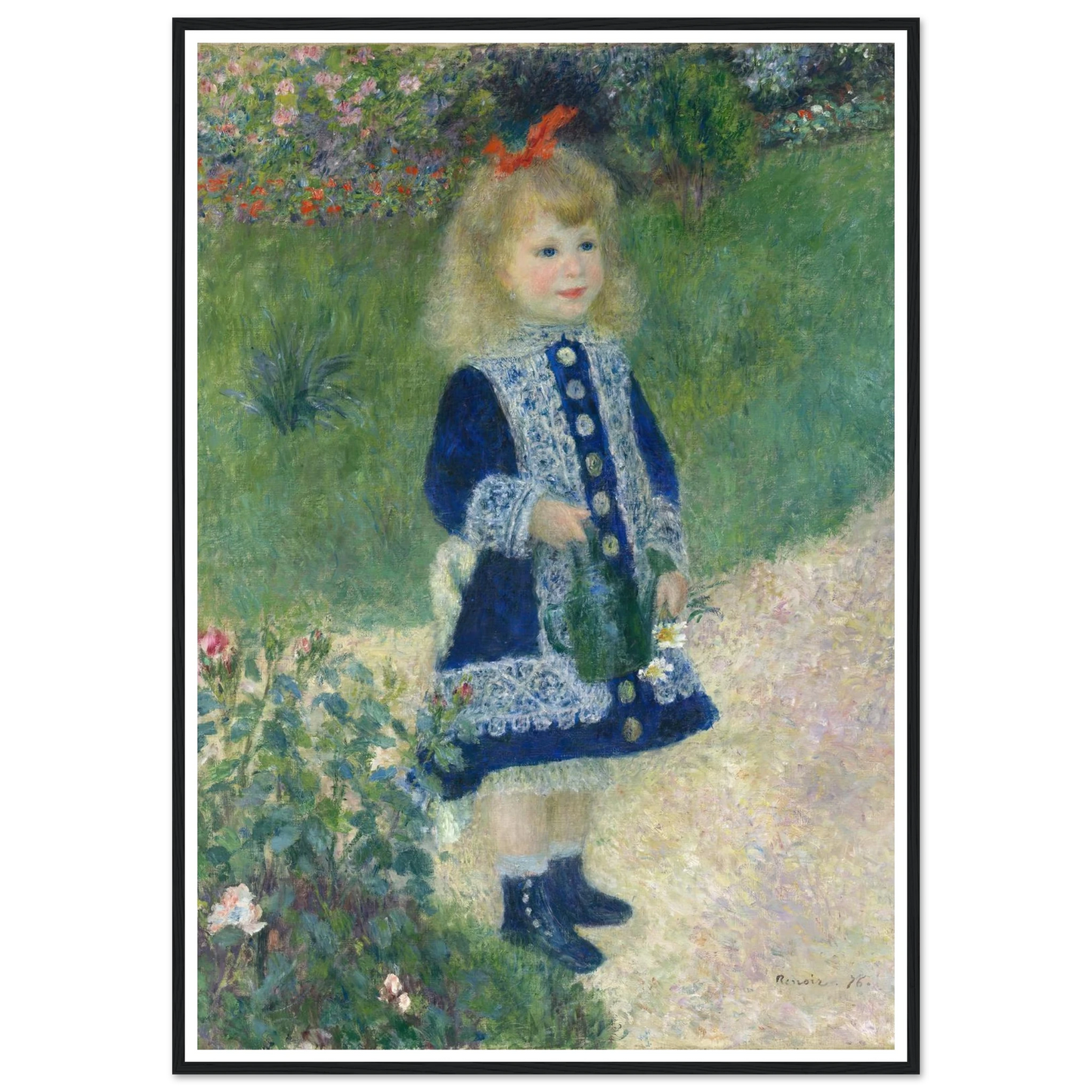 A Girl with a Watering Can (1876) Art Print | Pierre Auguste Renoir - Framed Poster - 30x40 cm / 12x16″ - Black frame