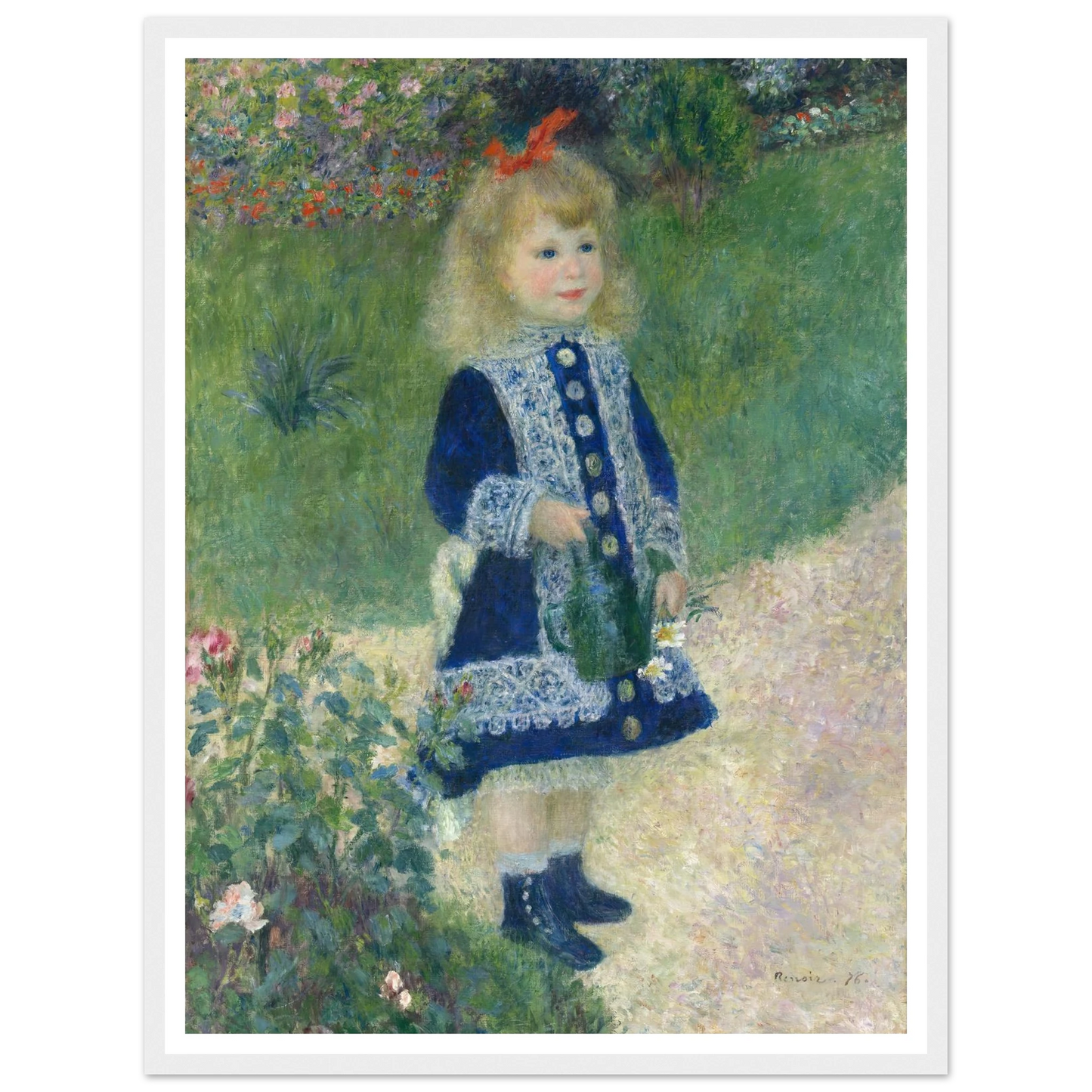 A Girl with a Watering Can (1876) Art Print | Pierre Auguste Renoir - Framed Poster - 30x40 cm / 12x16″ - Black frame