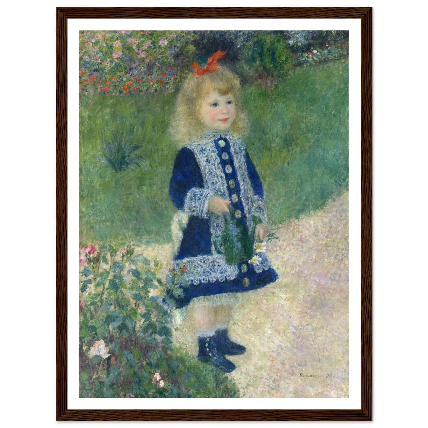 A Girl with a Watering Can (1876) Art Print | Pierre Auguste Renoir - Framed Poster - 30x40 cm / 12x16″ - Black frame