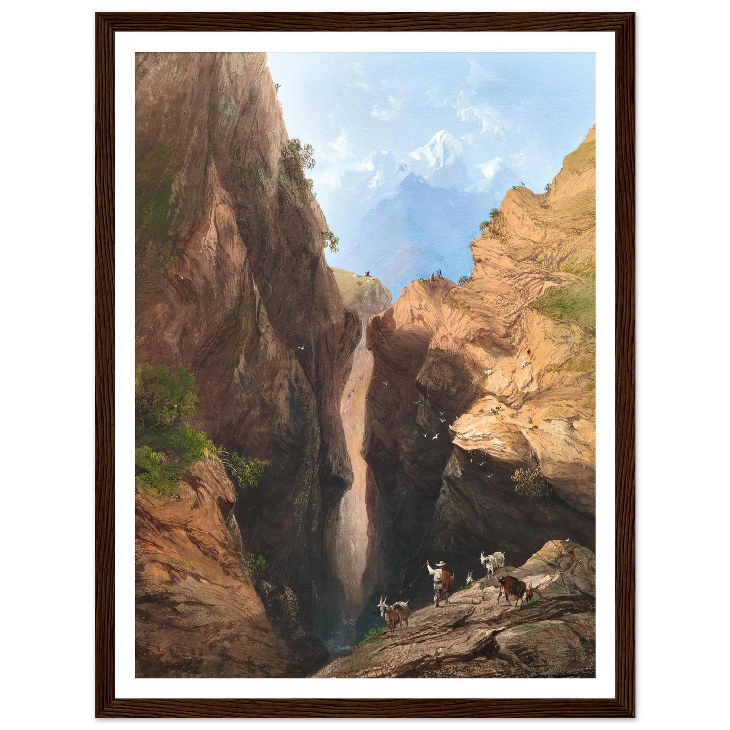 A Goatherd in the Alps Art Print | Carlo Bossoli - Framed Poster - 30x40 cm / 12x16″ - Black frame