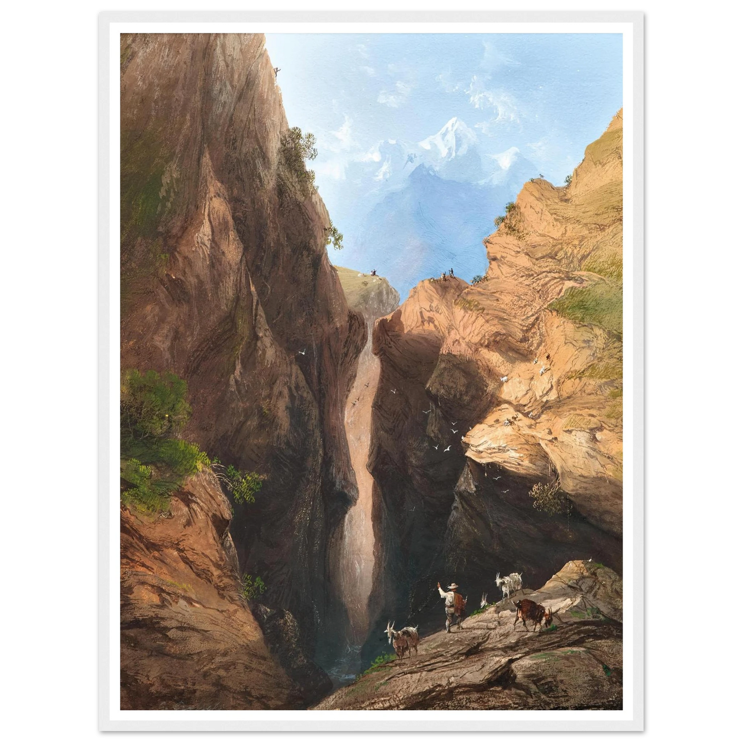 A Goatherd in the Alps Art Print | Carlo Bossoli - Framed Poster - 30x40 cm / 12x16″ - Black frame