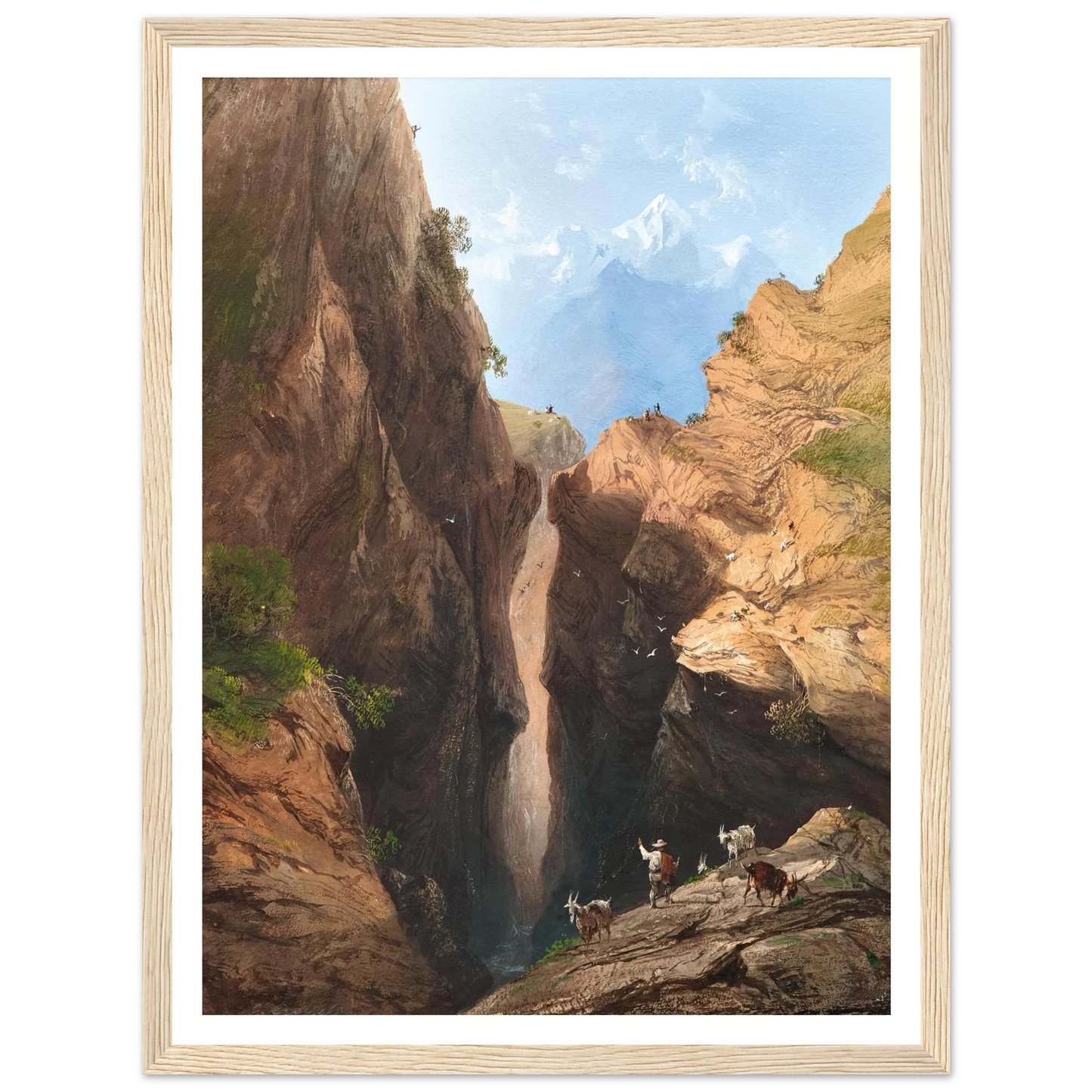 A Goatherd in the Alps Art Print | Carlo Bossoli - Framed Poster - 30x40 cm / 12x16″ - Black frame