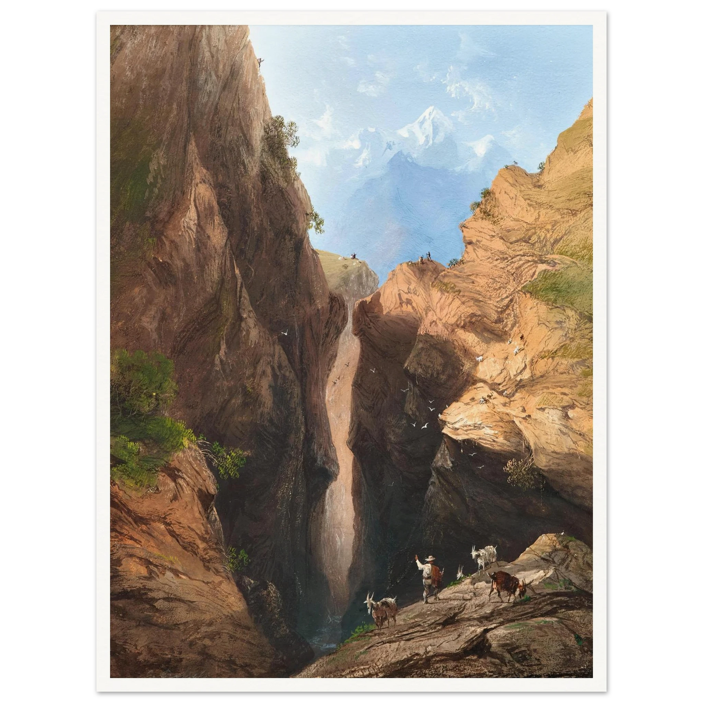 A Goatherd in the Alps Art Print | Carlo Bossoli - Framed Poster - 30x40 cm / 12x16″ - Black frame