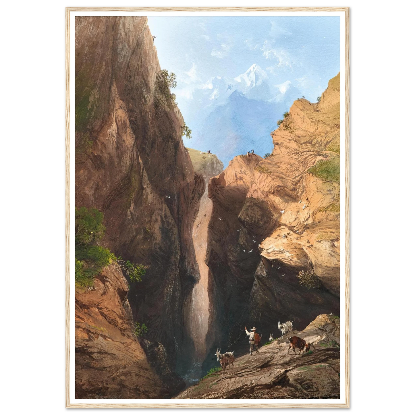 A Goatherd in the Alps Art Print | Carlo Bossoli - Framed Poster - 30x40 cm / 12x16″ - Black frame