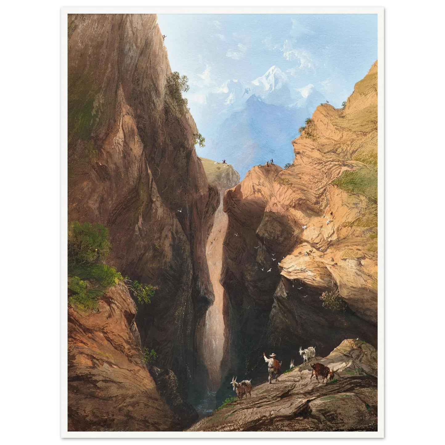 A Goatherd in the Alps Art Print | Carlo Bossoli - Framed Poster - 30x40 cm / 12x16″ - Black frame