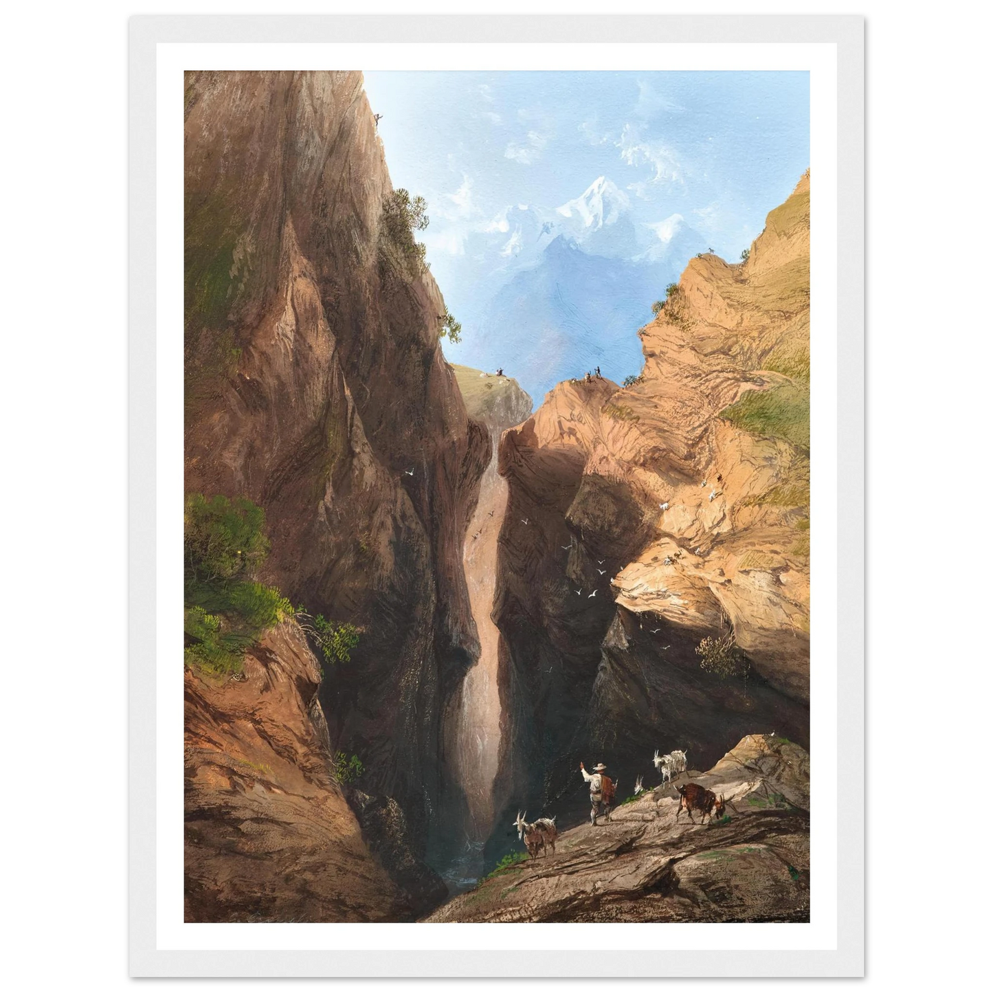 A Goatherd in the Alps Art Print | Carlo Bossoli - Framed Poster - 30x40 cm / 12x16″ - Black frame