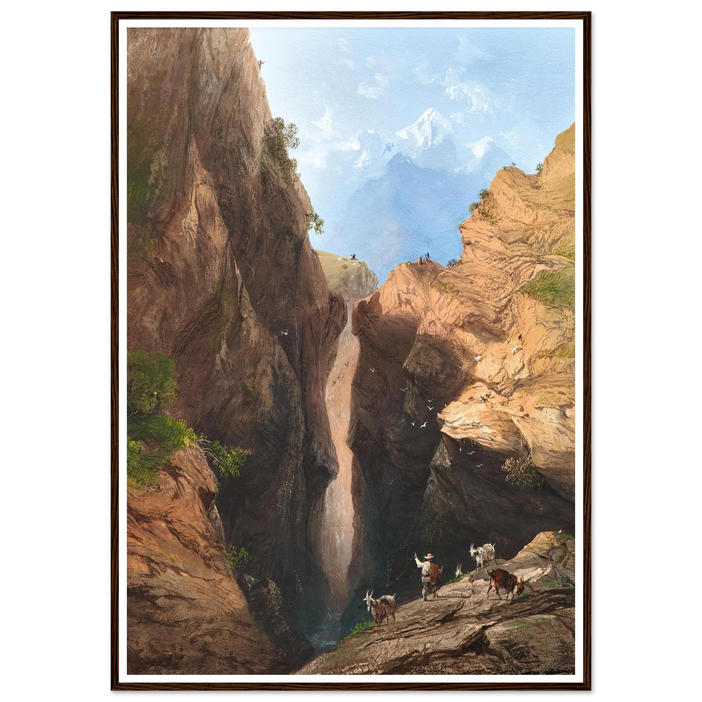 A Goatherd in the Alps Art Print | Carlo Bossoli - Framed Poster - 30x40 cm / 12x16″ - Black frame