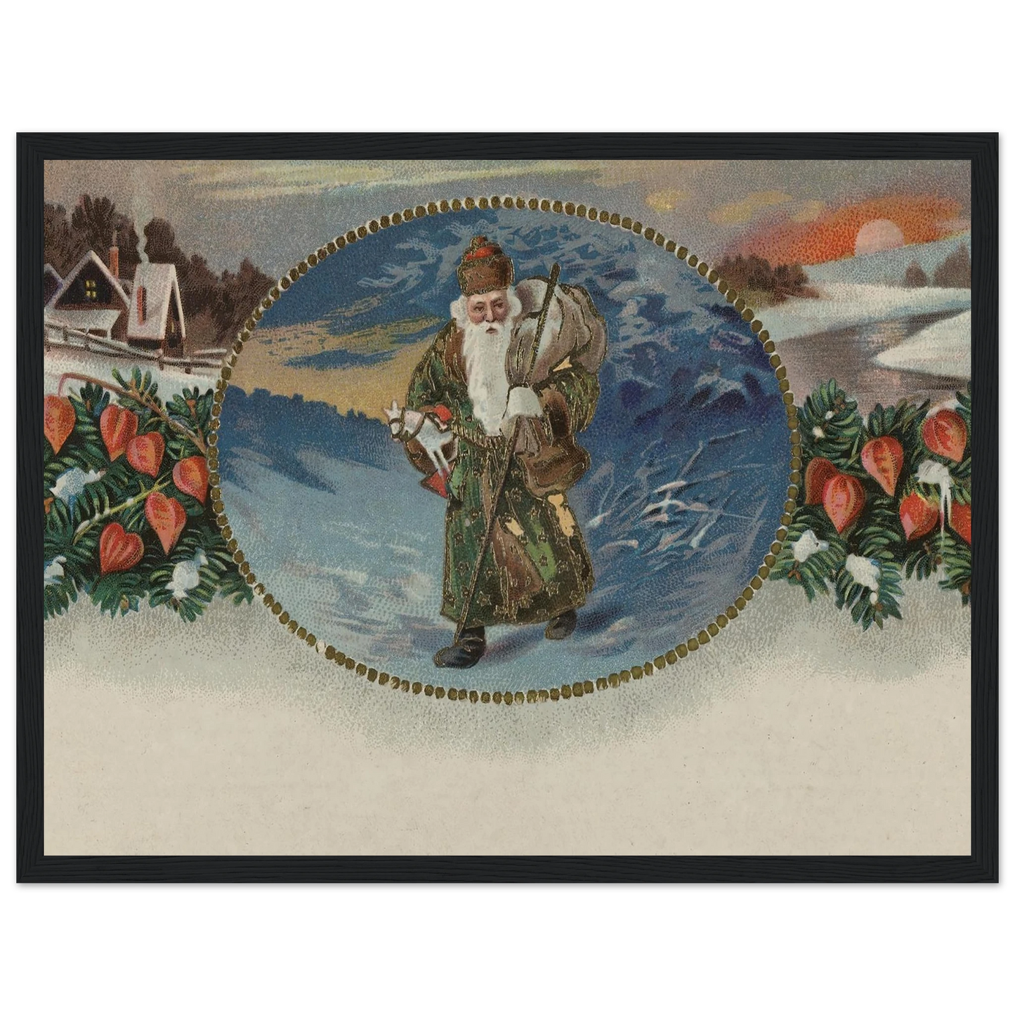 A Grandfatherly Winter Portrait - Framed Poster - 30x40 cm / 12x16″ - Black frame