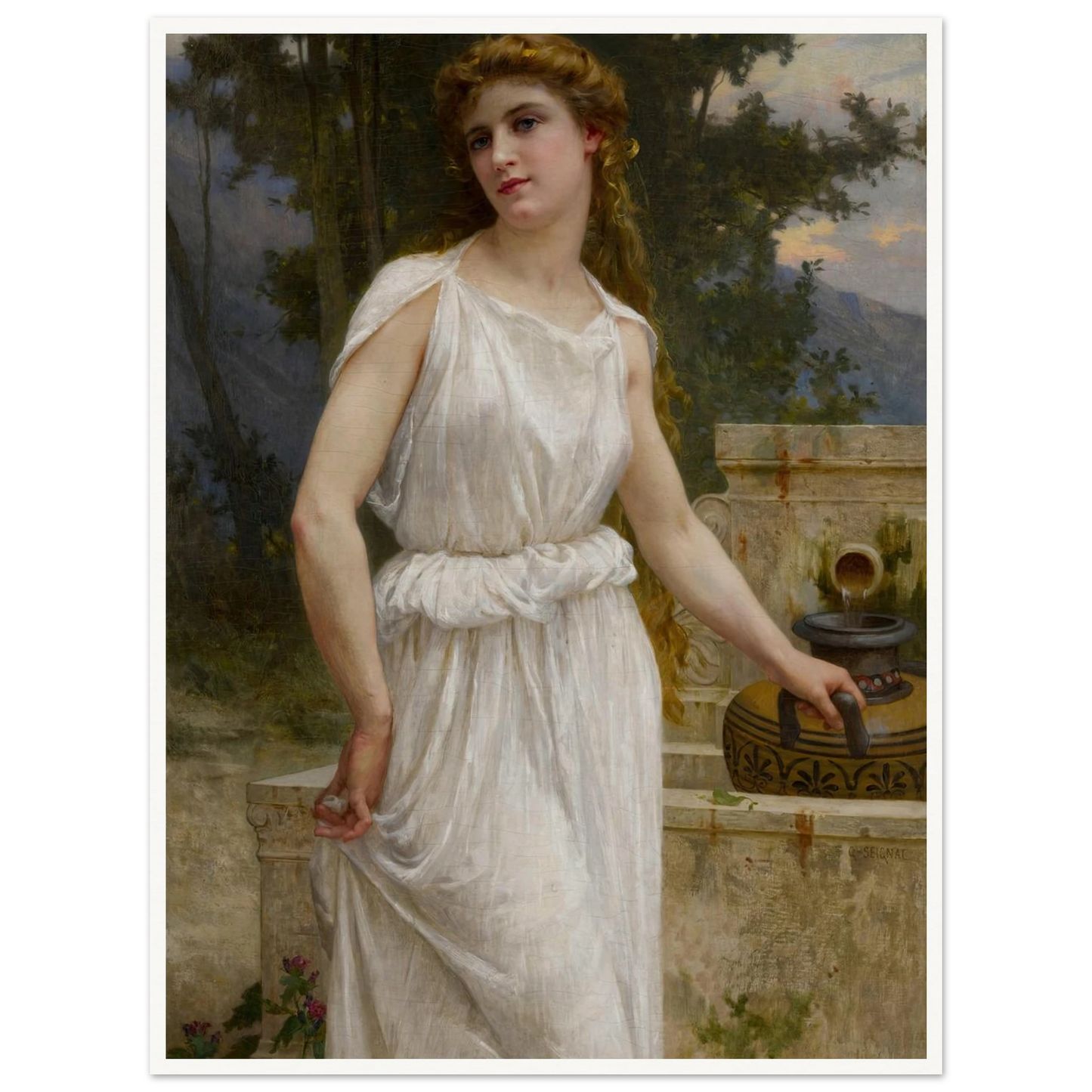 A la fontaine Art Print | Guillaume Seignac - Framed Poster - 30x40 cm / 12x16″ - Black frame