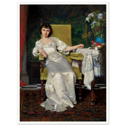 A lady with rose (1879) Art Print | Wladyslaw Czachorski - Framed Poster - 30x40 cm / 12x16″ - Black frame