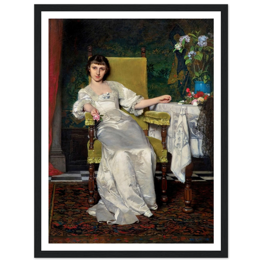 A lady with rose (1879) Art Print | Wladyslaw Czachorski - Framed Poster - 30x40 cm / 12x16″ - Black frame