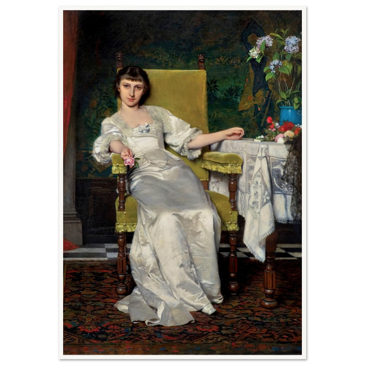 A lady with rose (1879) Art Print | Wladyslaw Czachorski - Framed Poster - 30x40 cm / 12x16″ - Black frame