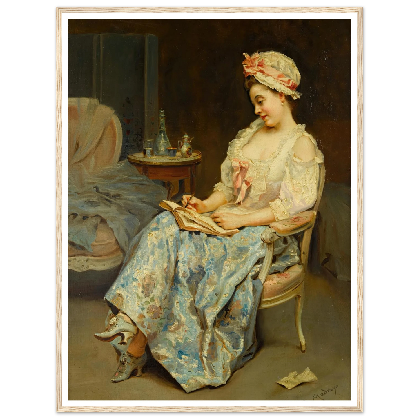 A moment of reflection Art Print | Raimundo de Madrazo y Garreta - Framed Poster - 30x40 cm / 12x16″ - Black frame