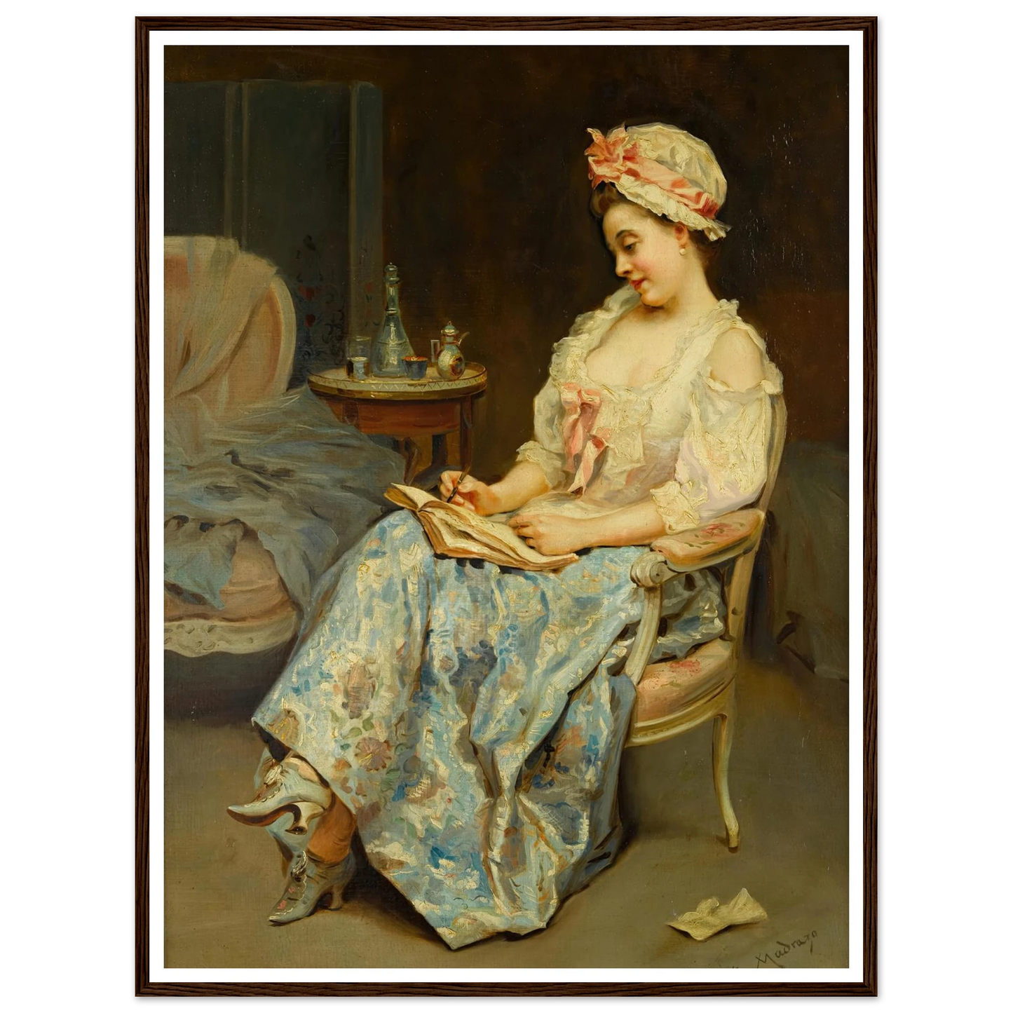 A moment of reflection Art Print | Raimundo de Madrazo y Garreta - Framed Poster - 30x40 cm / 12x16″ - Black frame