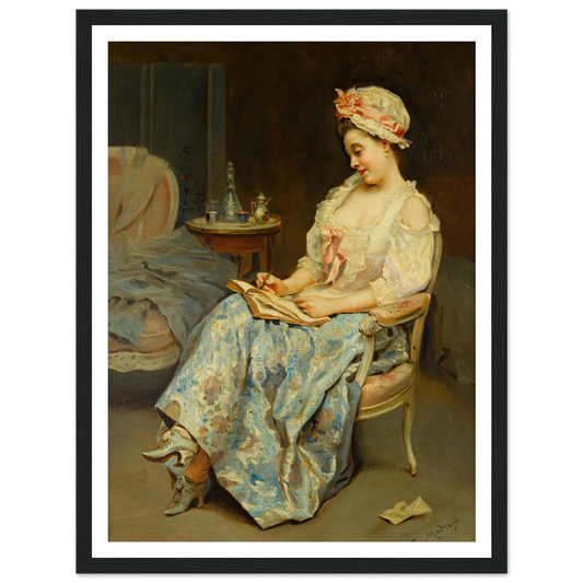 A moment of reflection Art Print | Raimundo de Madrazo y Garreta - Framed Poster - 30x40 cm / 12x16″ - Black frame