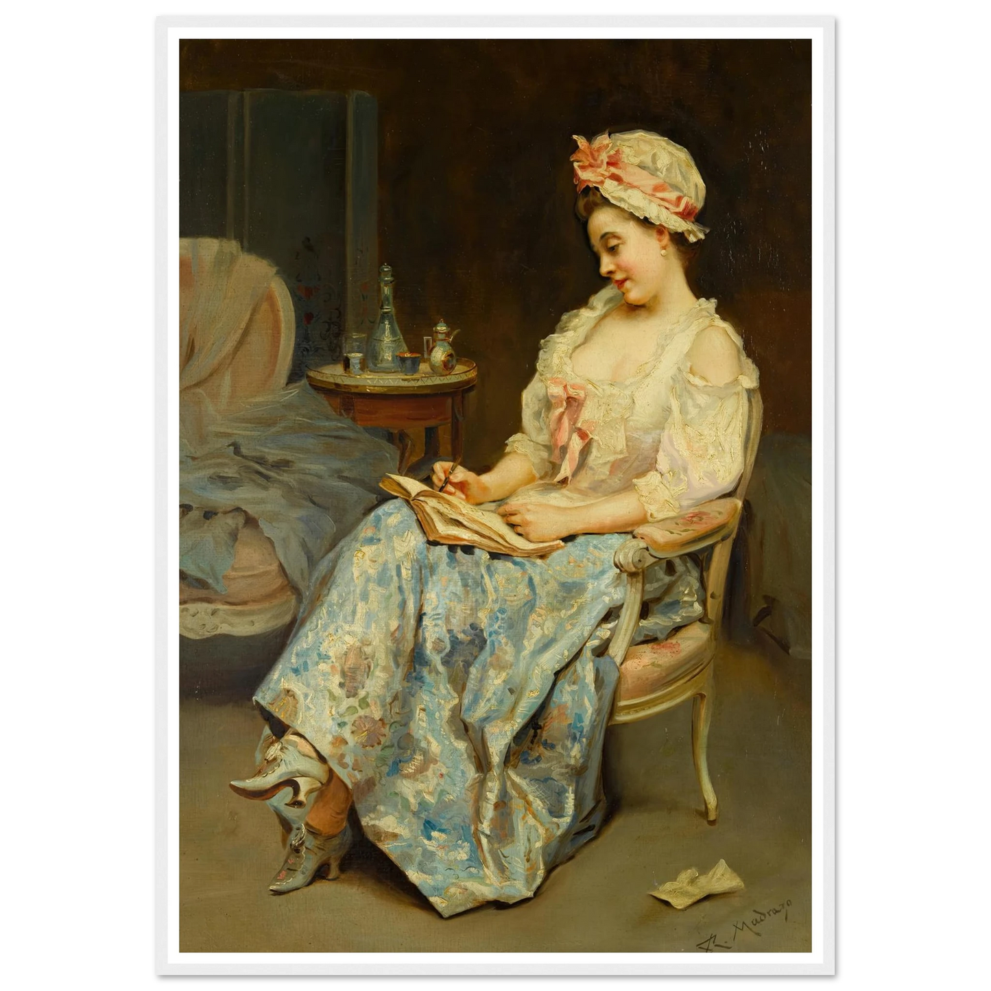 A moment of reflection Art Print | Raimundo de Madrazo y Garreta - Framed Poster - 30x40 cm / 12x16″ - Black frame