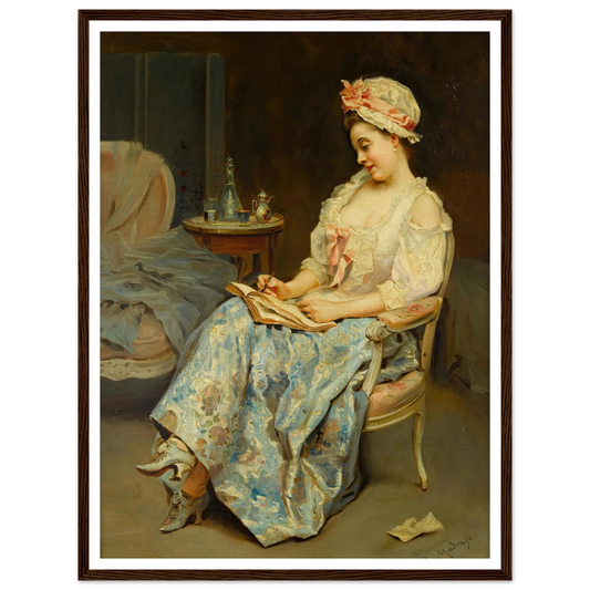 A moment of reflection Art Print | Raimundo de Madrazo y Garreta - Framed Poster - 30x40 cm / 12x16″ - Black frame
