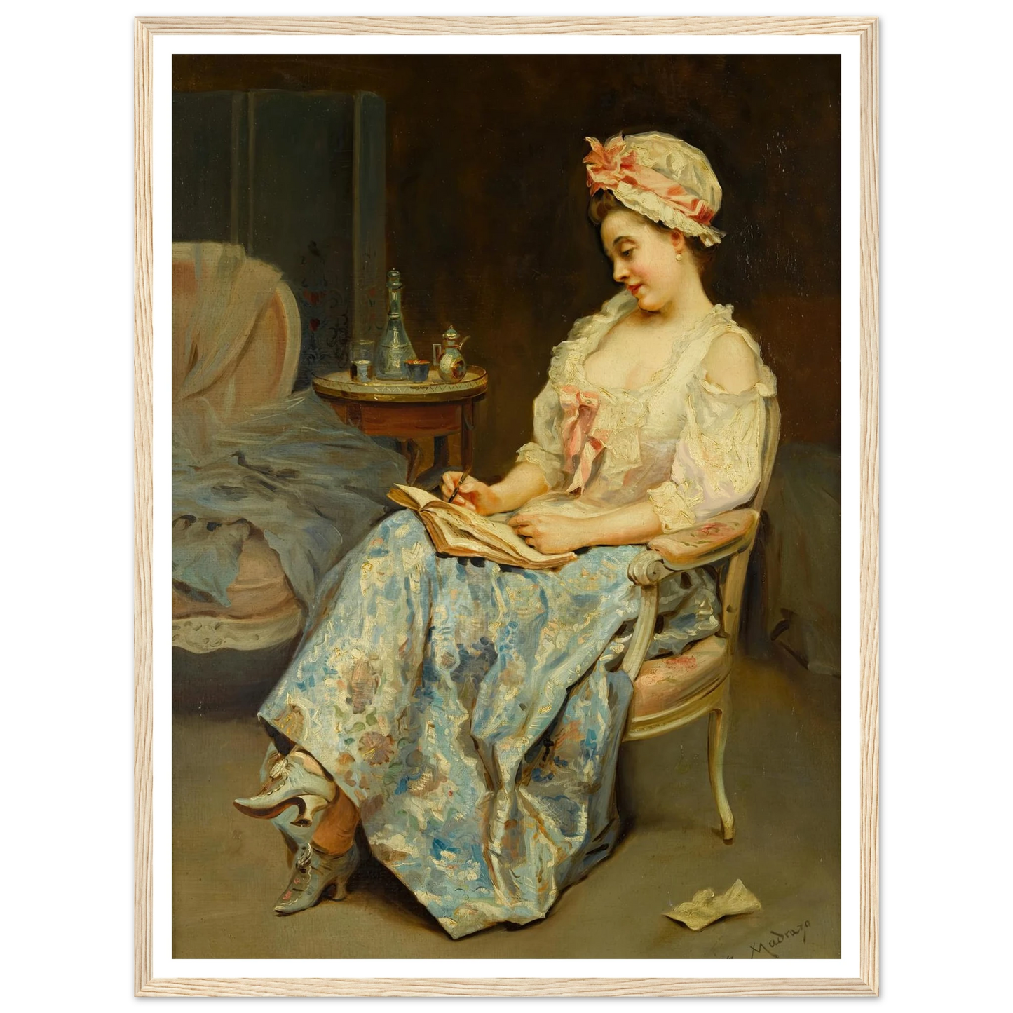 A moment of reflection Art Print | Raimundo de Madrazo y Garreta - Framed Poster - 30x40 cm / 12x16″ - Black frame