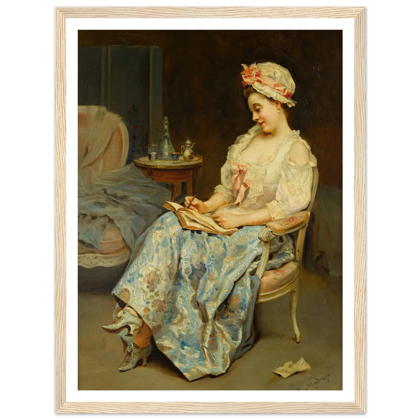 A moment of reflection Art Print | Raimundo de Madrazo y Garreta - Framed Poster - 30x40 cm / 12x16″ - Black frame