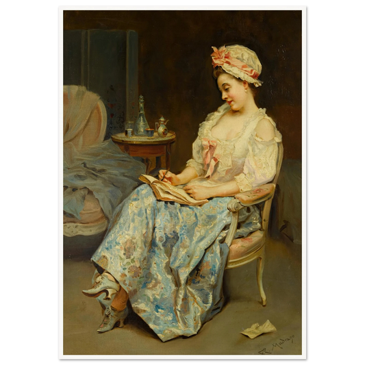A moment of reflection Art Print | Raimundo de Madrazo y Garreta - Framed Poster - 30x40 cm / 12x16″ - Black frame