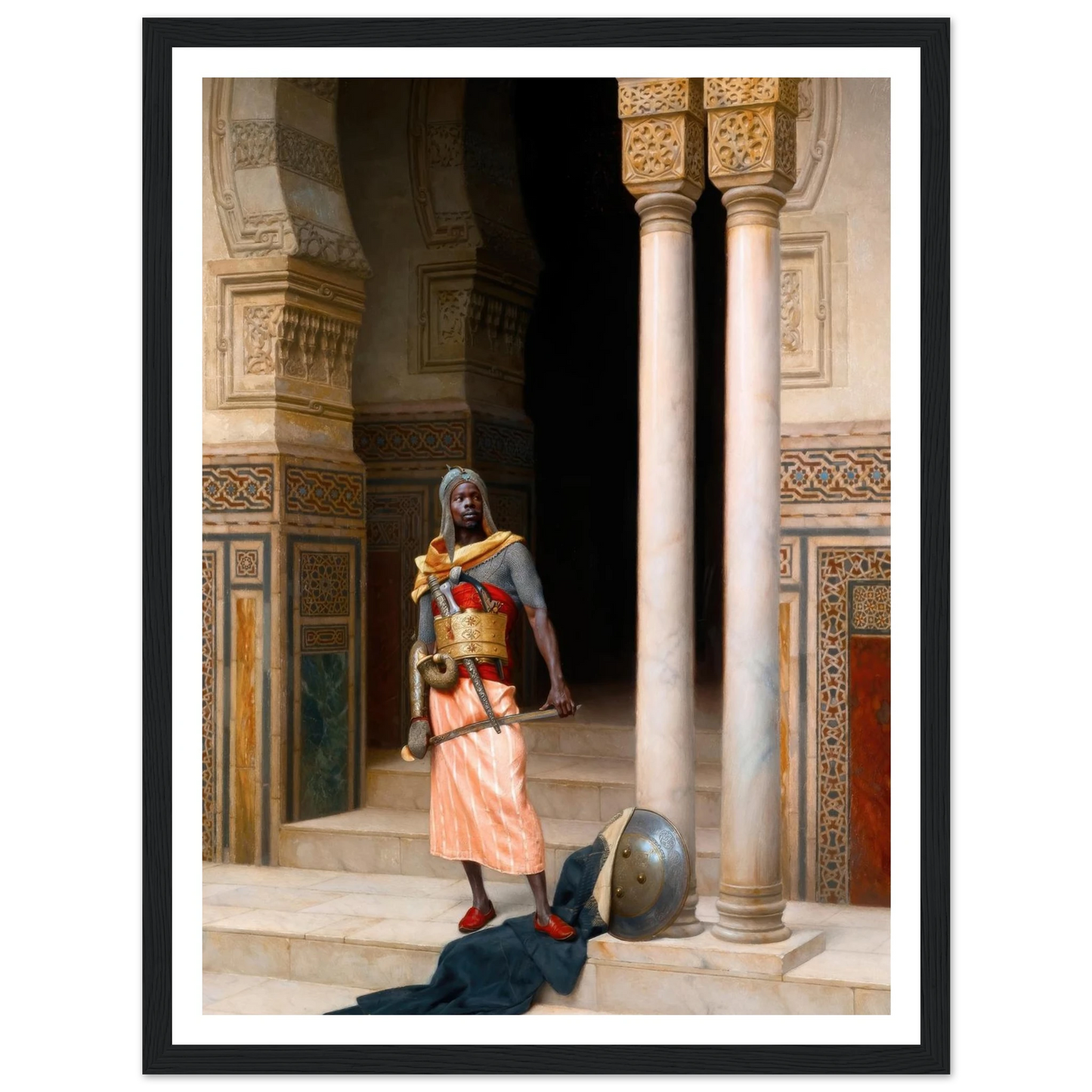 A Nubian Guard (1895) Art Print | Ludwig Deutsch - Framed Poster - 30x40 cm / 12x16″ - Black frame