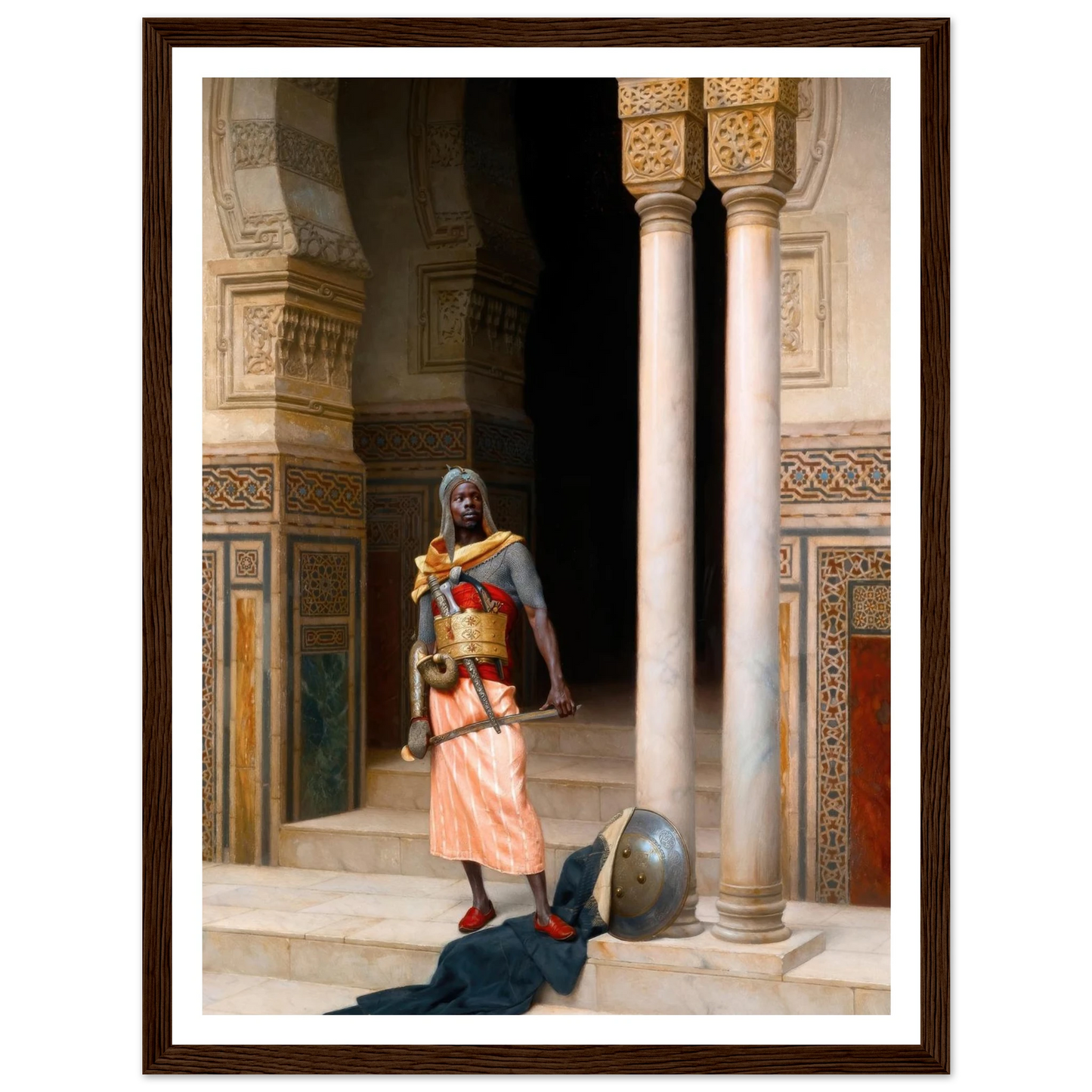 A Nubian Guard (1895) Art Print | Ludwig Deutsch - Framed Poster - 30x40 cm / 12x16″ - Black frame