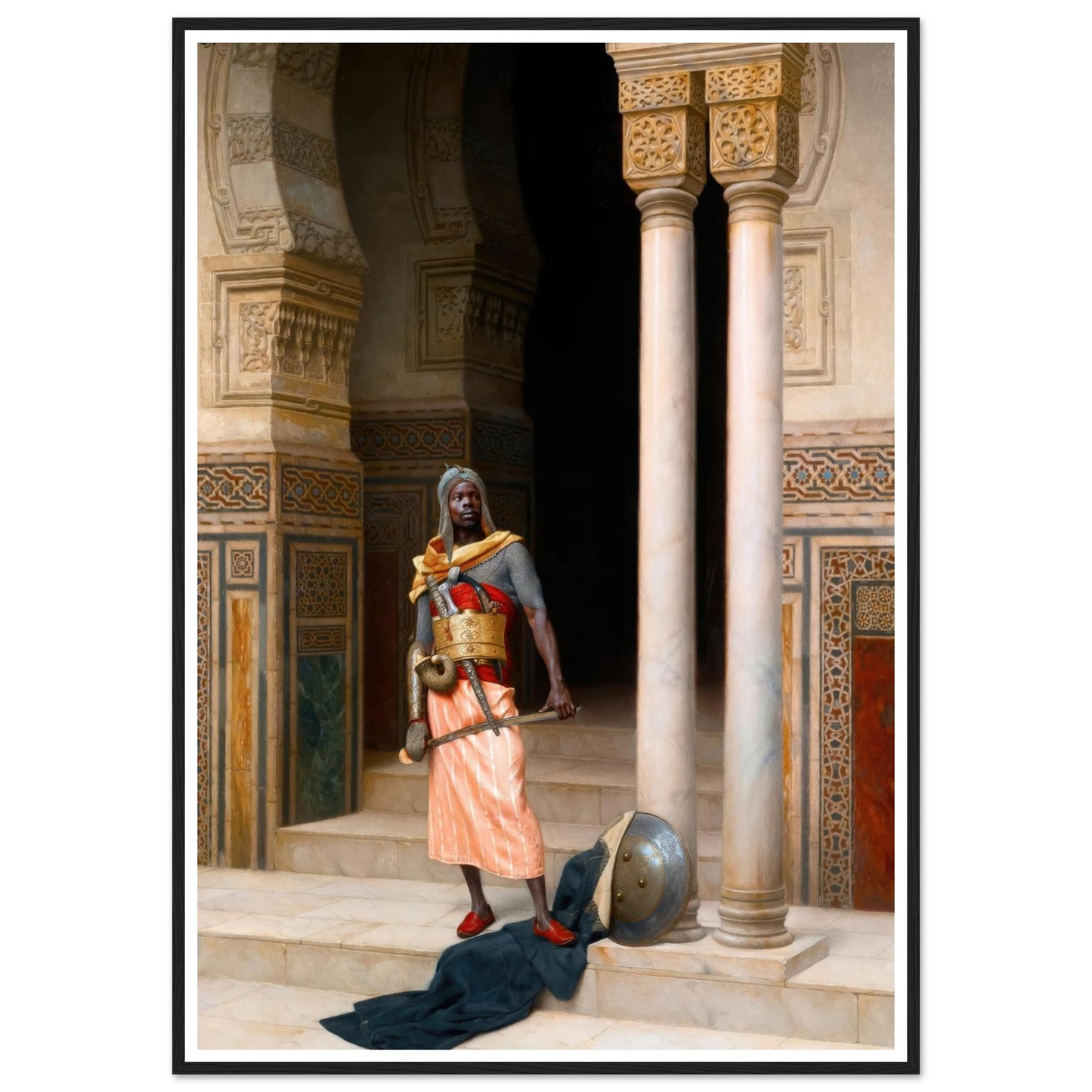 A Nubian Guard (1895) Art Print | Ludwig Deutsch - Framed Poster - 30x40 cm / 12x16″ - Black frame